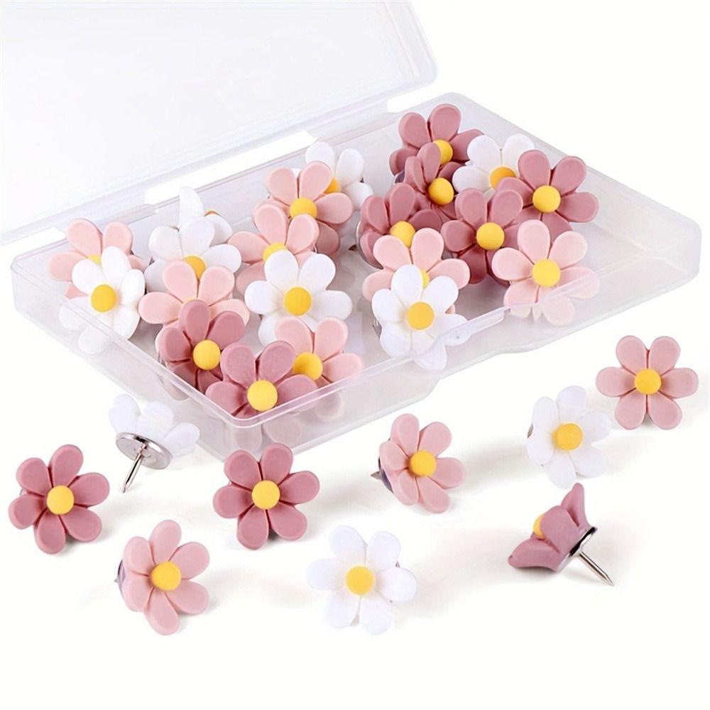 20/30/50Pcs Creative Six-Petal Flower Pushpins DIY Colored Push Pins Portable Thumb Tacks  Home