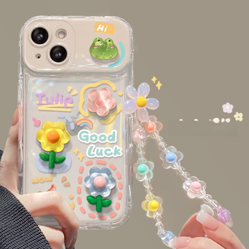 Подходит для чехла для мобильного телефона Apple 15 IPhone 14/13pro Лягушка Цветок Кукла Цепочка 11/12 Зеркало-книжка