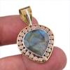 Natural Labradorite 925 Solid Sterling Silver Jewelry TwoTone Pendant 1.50" u6A72