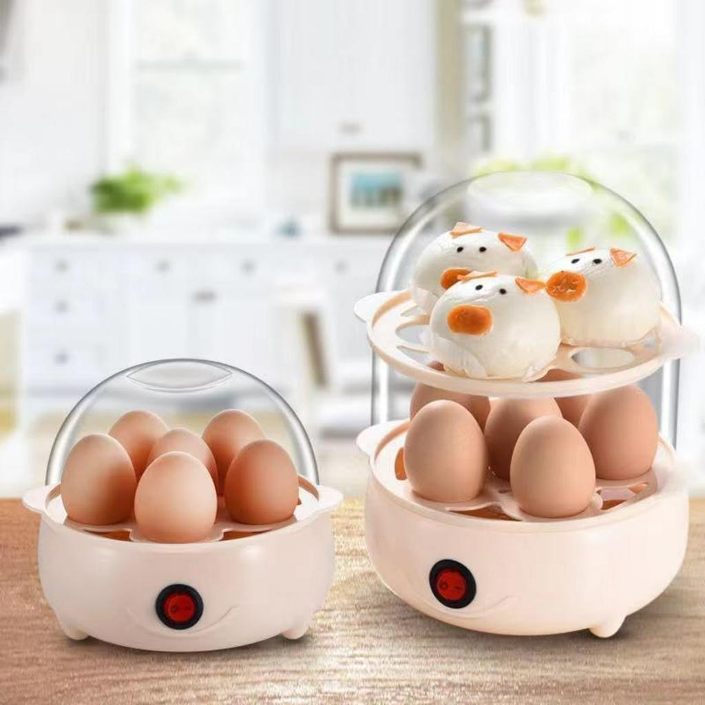 Electric Egg Steamer Compartment Cooker With Auto Shut Off For Perfect Hard Soft Boiled Eggs Kitchen Tool Power Protection for Breakfast
