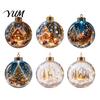 Decorative Snow Ball Pendants Christmas Ornament with LED Lights, Scene Acrylic Clear Holiday Decor, Shatterproof Xmas Tree Hanging Sphere Pattern