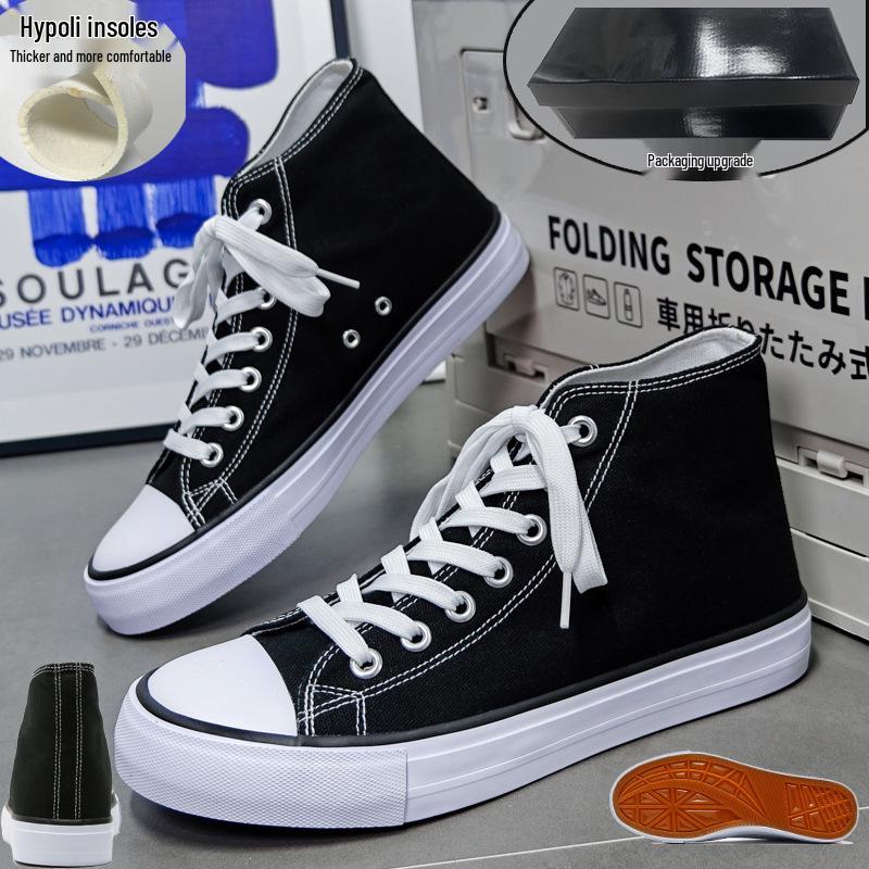 Men's 2023 High-Top Canvas Sneakers: Trendy Korean Style Couple's Casual Shoes