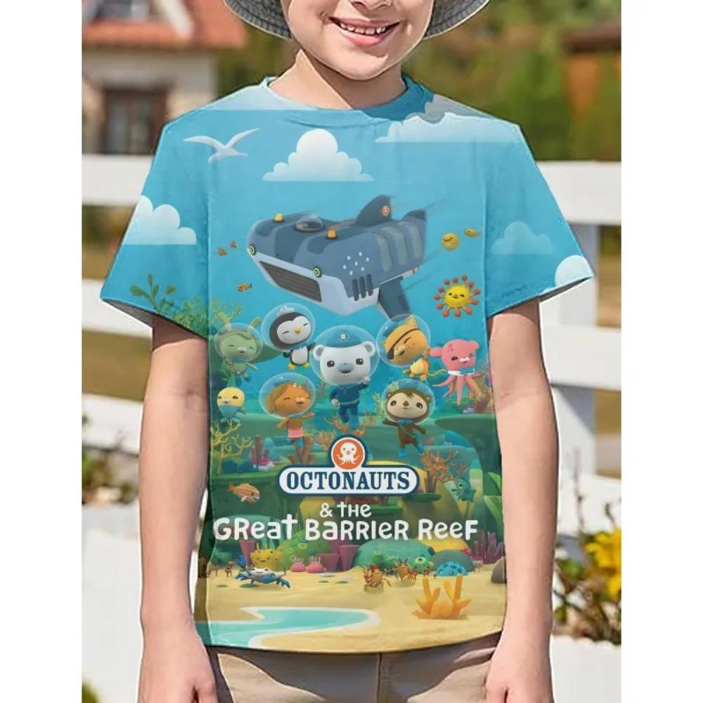 The Octonauts Kids 3D Cartoon Print High Quality T Shirts for Boys Childrens Clothing Summer Short Sleeve Crewneck Tees Anime T-shirt Cute T-shirt