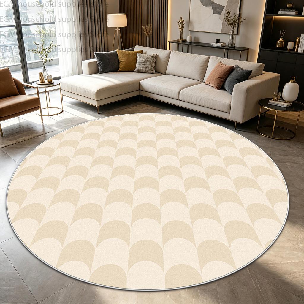 Modern Nordic Minimalism Geometric Abstract Round Carpet Living Room Decor Washable Non-Slip Bedroom Soft Rug Durable Floor Mats
