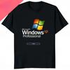 Мужская графическая футболка Windows XP Professional Черная Повседневная с круглым вырезом и цветным логотипом 100% Хлопок Свободный крой Весна Лето