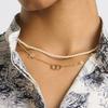 Dior Двойная цепочка Дизайн CD Логотип Звезда Подвеска Металлическое ожерелье Женское ожерелье Золото N3116WOMCY-D03S
