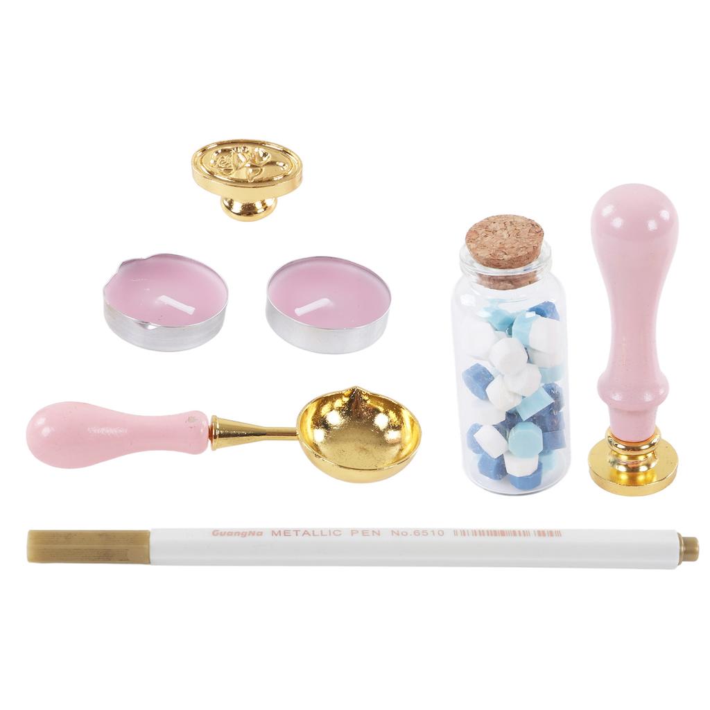 Набор для печати восковыми штампами в стиле ретро с прозрачным узором, набор для запечатывания восковыми штампами в стиле ретро со съемной ручкой для конверта