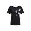 Wordmark Casual Sports Breathable Printed Short Sleeve Drop Shoulder T-Shirt Women T-Shirts Black 1366132-001
