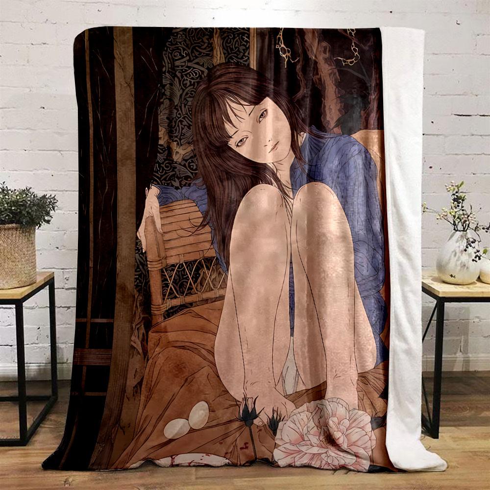 Gothic Girl Floral Blanket bedroom Blanket for Livingroom Couch lunch break Soft throw for Friend's festival Gift