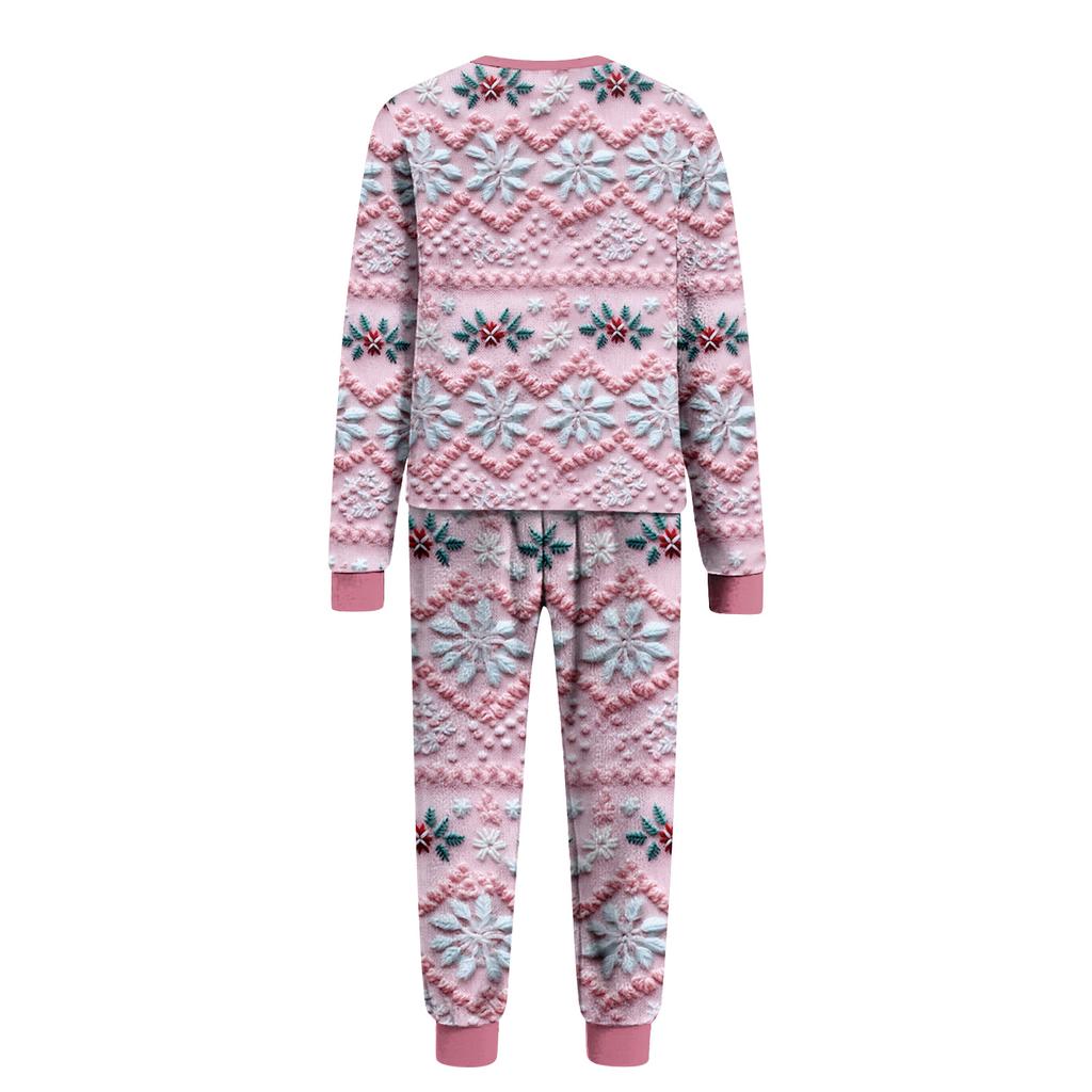 Парный семейный рождественский фланелевый домашний комплект с принтом, топ с длинным рукавом и брюки