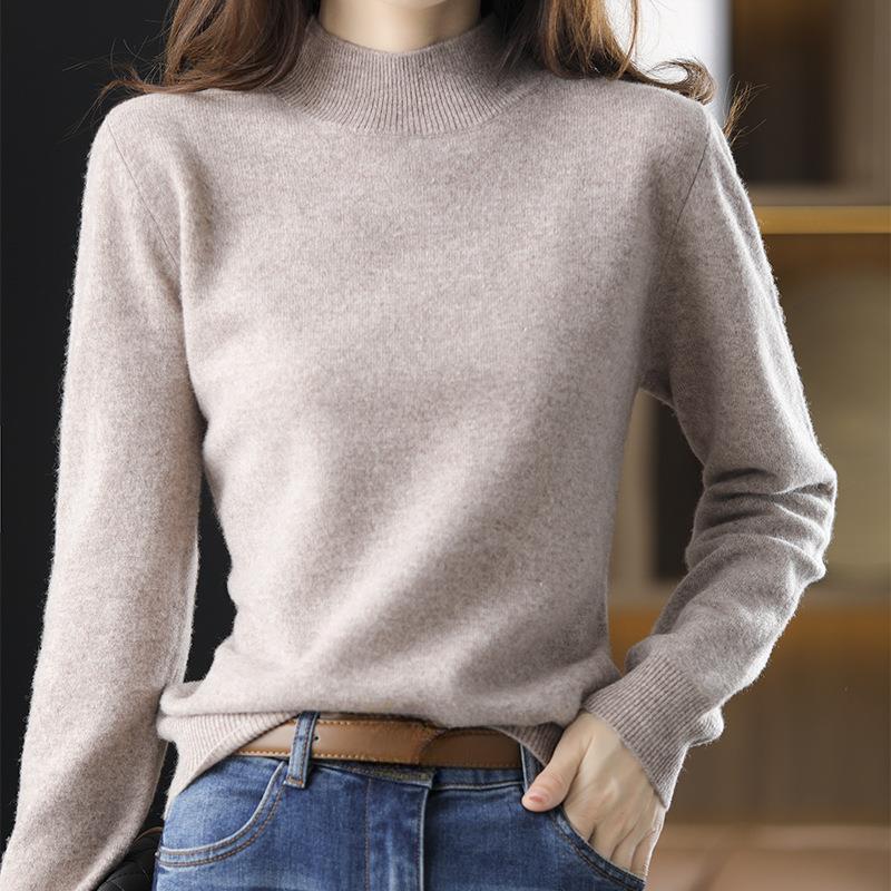 INDFS Женская мода Повседневный Осень Зима Однотонный Принт Длинный Рукав Полуводолазка Свитера