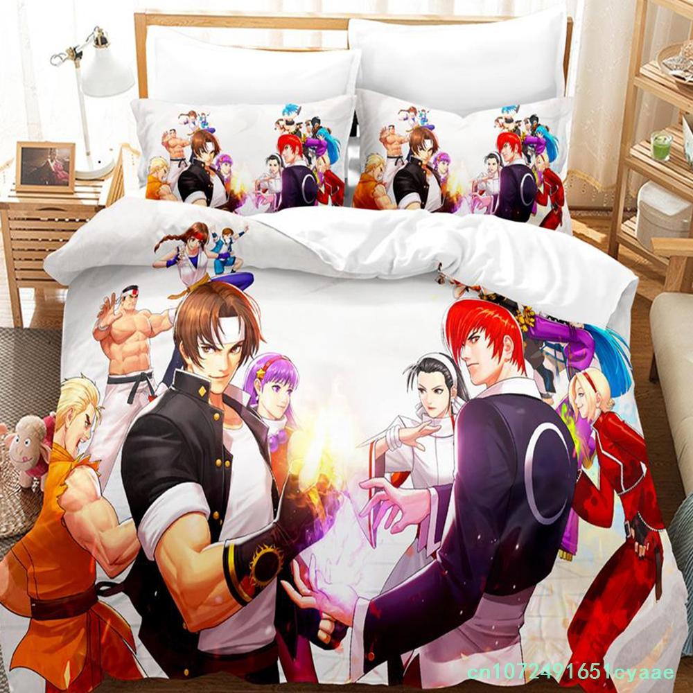 Постельное белье The King Of Fighters Односпальный Полуторный Двуспальный Размер Кинг Комплект постельного белья Взрослый Детский Спальня Пододеяльник Комплекты Аниме