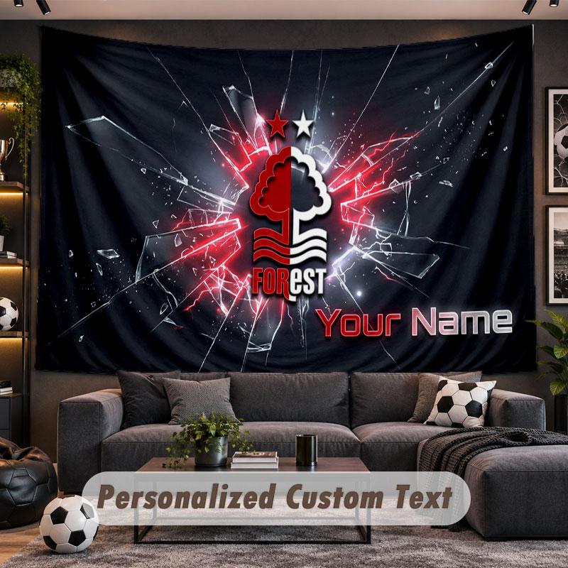 Wall Hanging Tapestry Custom NameNottingham Forest Pattern Personalized Printed Fabric Wall Decor
