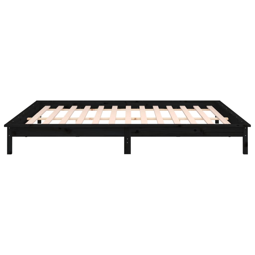 Vidaxl Rama Łóżka Z Led, Czarna, 200X200 Cm, Lite Drewno