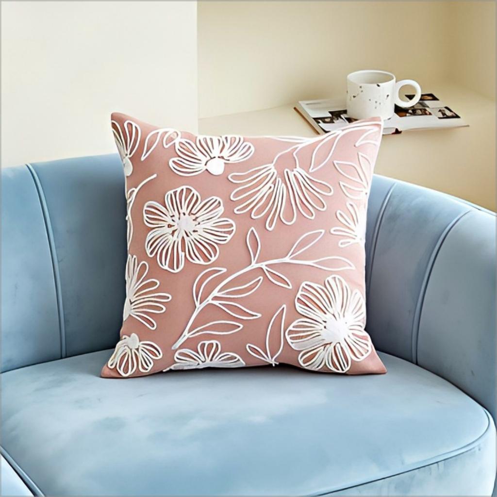 Boho Pink Daisy Floral Throw Pillow Cover Aesthetic Handmade Flower Decorative Cushion Case Forhome Decor