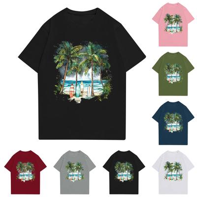 Женская повседневная футболка с круглым вырезом и короткими рукавами с принтом