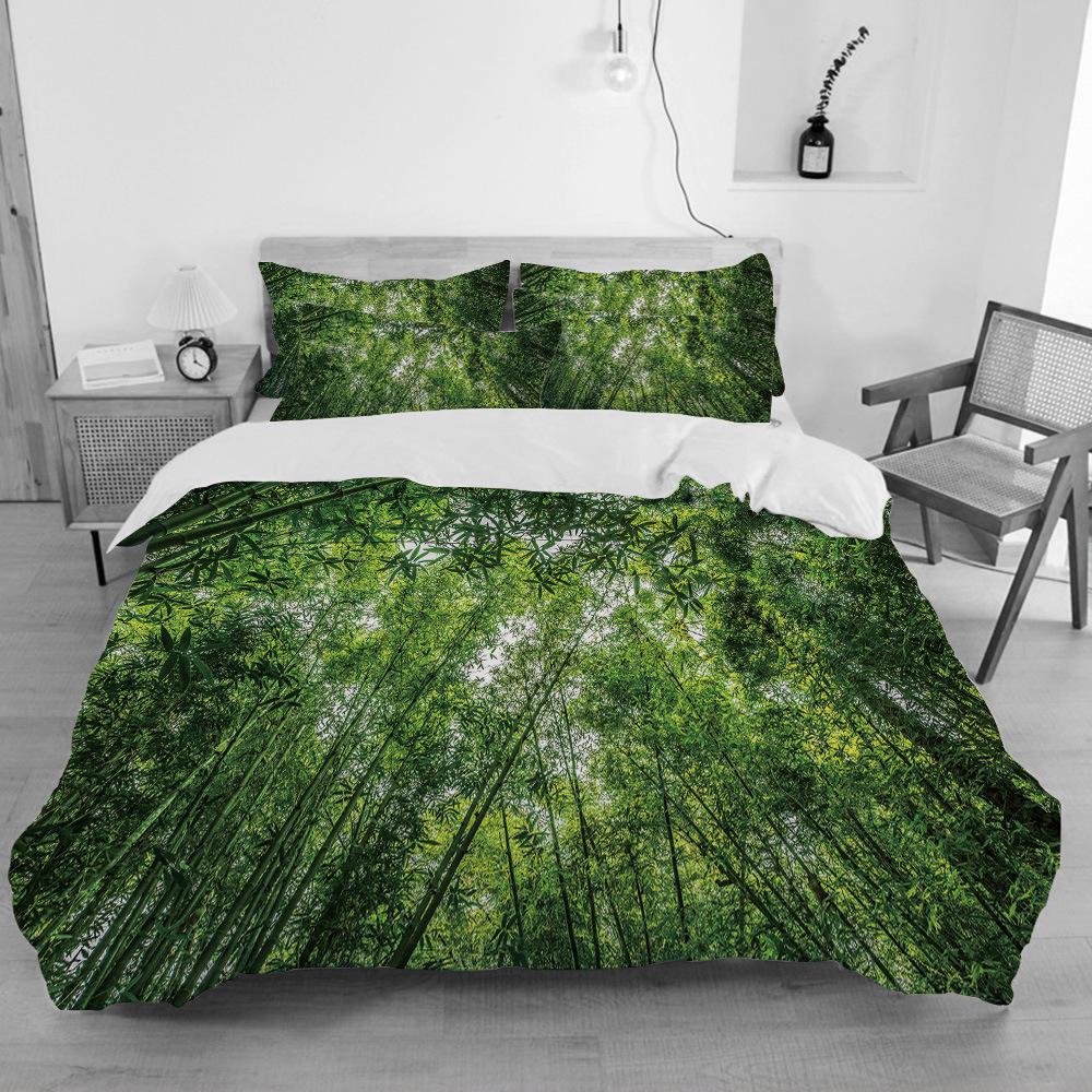 Комплект постельного белья из бамбука Green Nature Plant King Size, полиэстеровое одеяло с наволочкой для детей, мальчиков и девочек