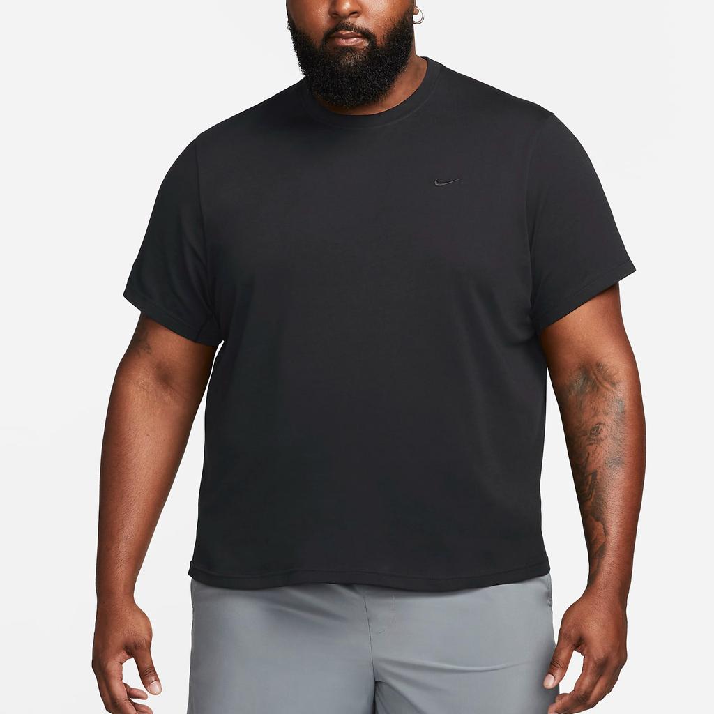 Nike Сплошной цветной пуловер с коротким рукавом, футболка с круглым вырезом, мужские топы, черный DV9831-010