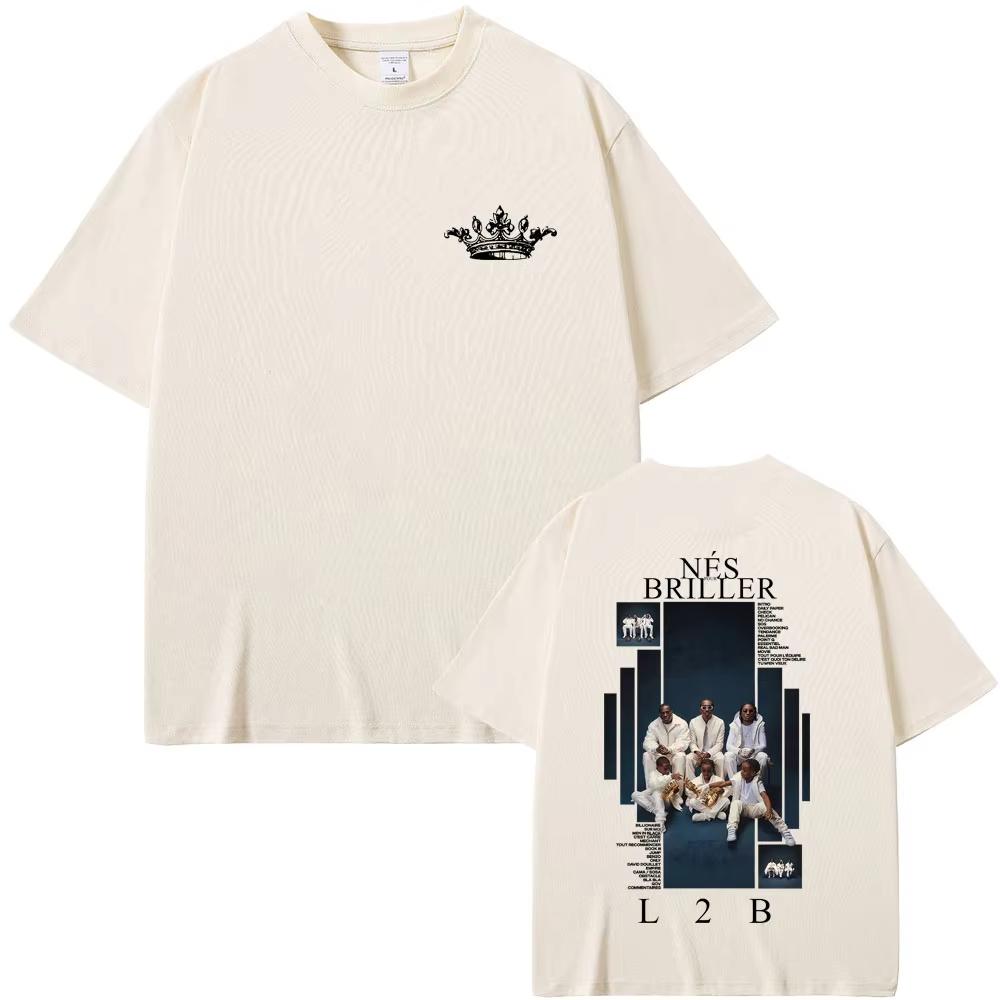 Рэпер L2B Nes Pour Briller Альбом Графическая Футболка Мужская Женская Хип-Хоп Мода Поп Музыка Футболка Мужская Повседневная Хлопок Винтажные Футболки