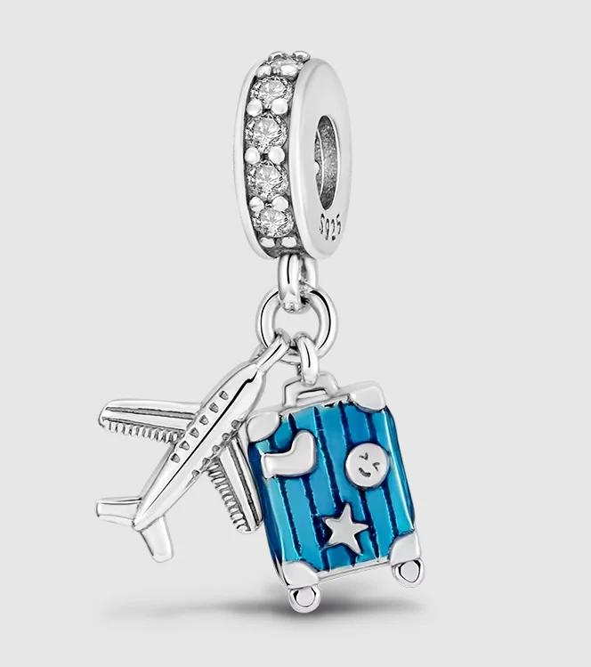 Новые Оригинальные Медные Дорожные Шармы Самолет Багаж Земля Бусины Подвески Подходят для Браслета Ожерелья DIY Ювелирный Подарок
