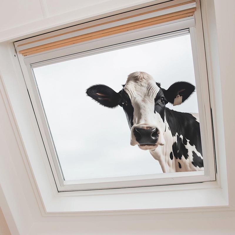 Cartoon Animal Cow Glass Doors and Windows Home Landscaping Decorative Window Stickers