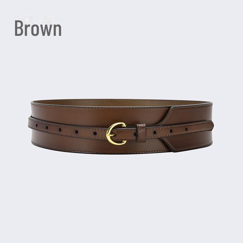Women's Wide Leather Waist-Slimming Belt – Stylish Outerwear Accessory for Shirts and Dresses.