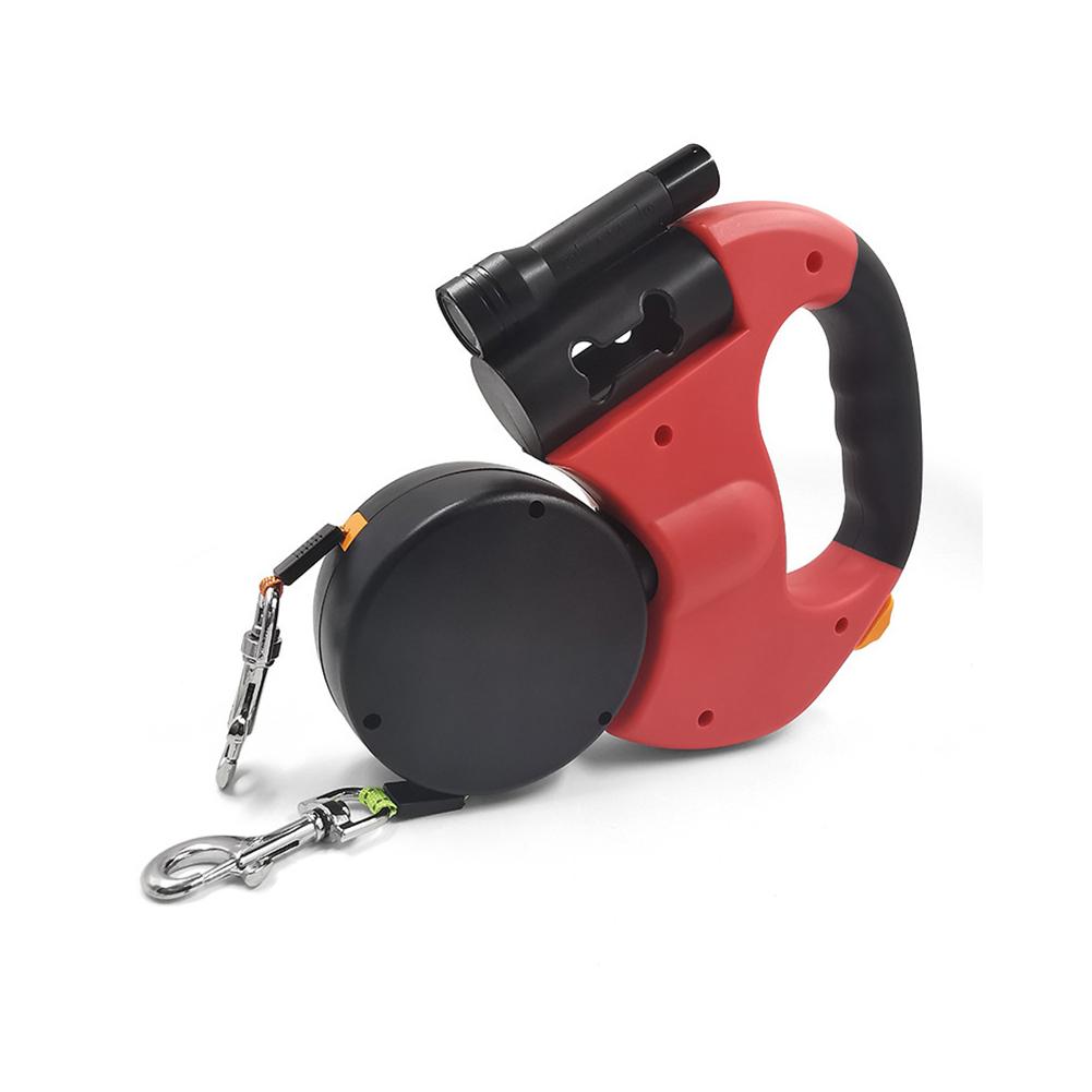 Двойной поводок-рулетка для домашних животных со светодиодной подсветкой, светоотражающий двойной поводок для домашних животных, поводок для собак, кошек, уличный ремень для тяги, принадлежности для ходьбы и бега