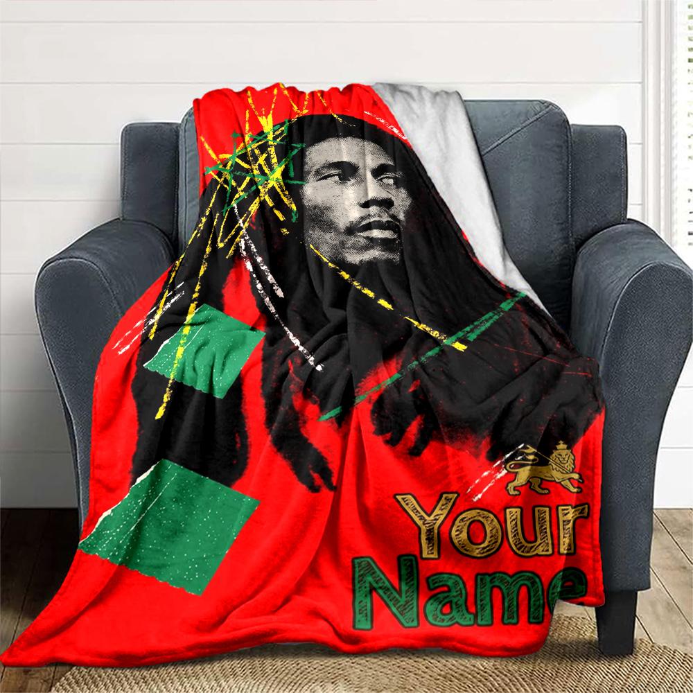 Bob Marley Customize Text Blanket Gift Personalized Blanket Soft & Cozy for Seaside Office Chair Picnics Sofa Four Seasons Universal