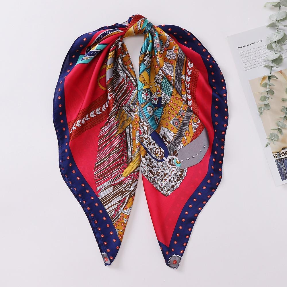 70 * 70 Four Seasons Available New Women'S Small Square Scarf, High Grade Letter Printed Scarf, Professional Scarf, Satin Scarf