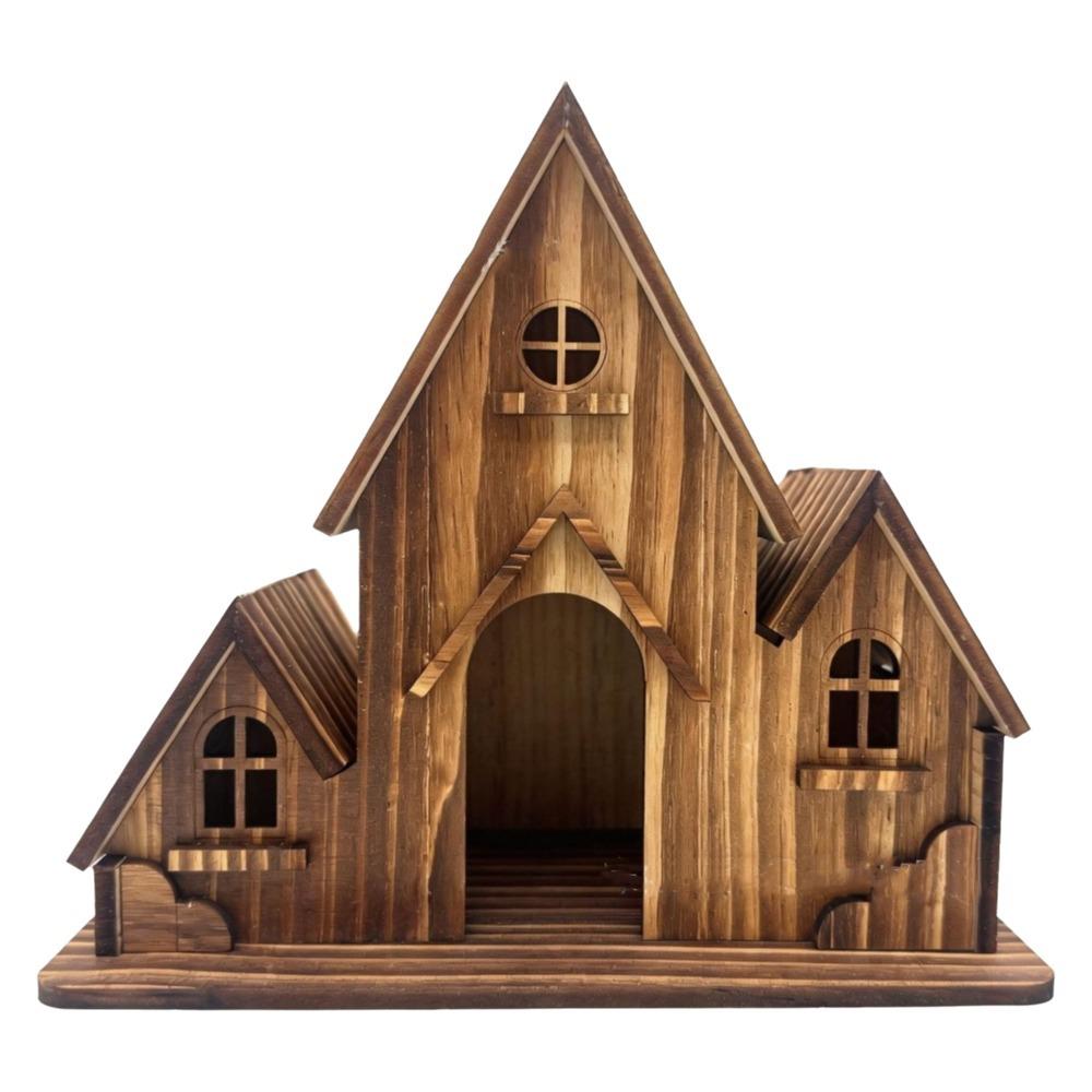 Creative Rainproof Wooden Bird House Ventilation Decorative Bird Villa Handmade Hatching Nest Outdoor Garden