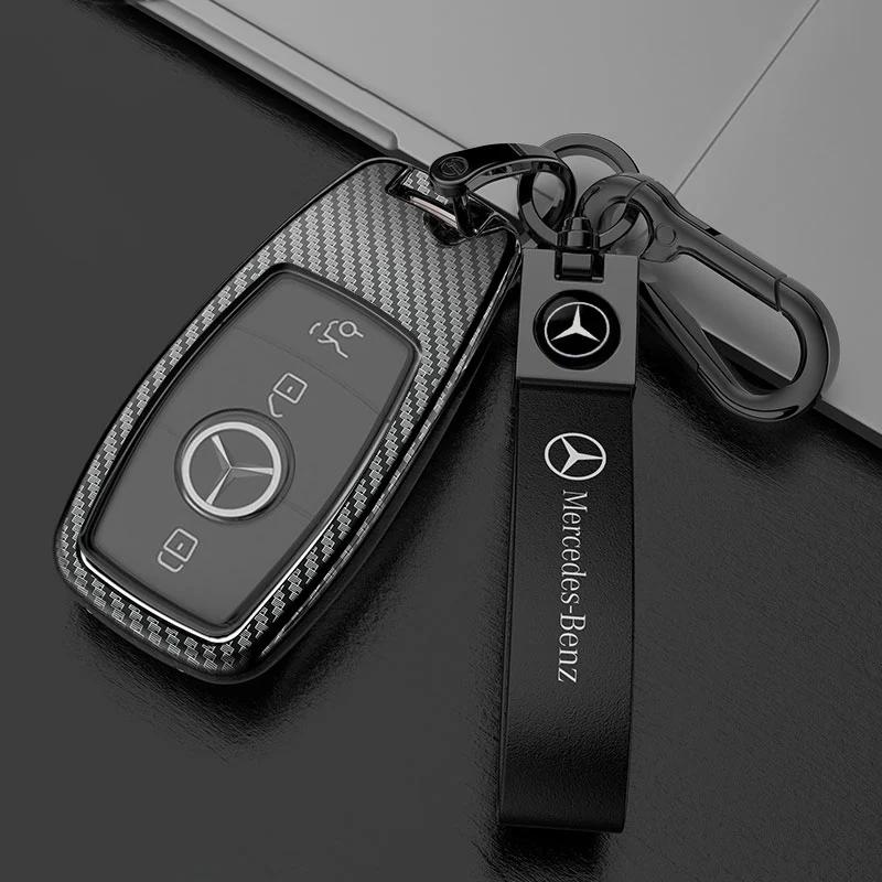PEL5 Quality Car Carbon Fiber Key Fob Case Cover Chain Accessories For 2017-2025 Mercedes Benz Smart Low Price Car Key Accessories