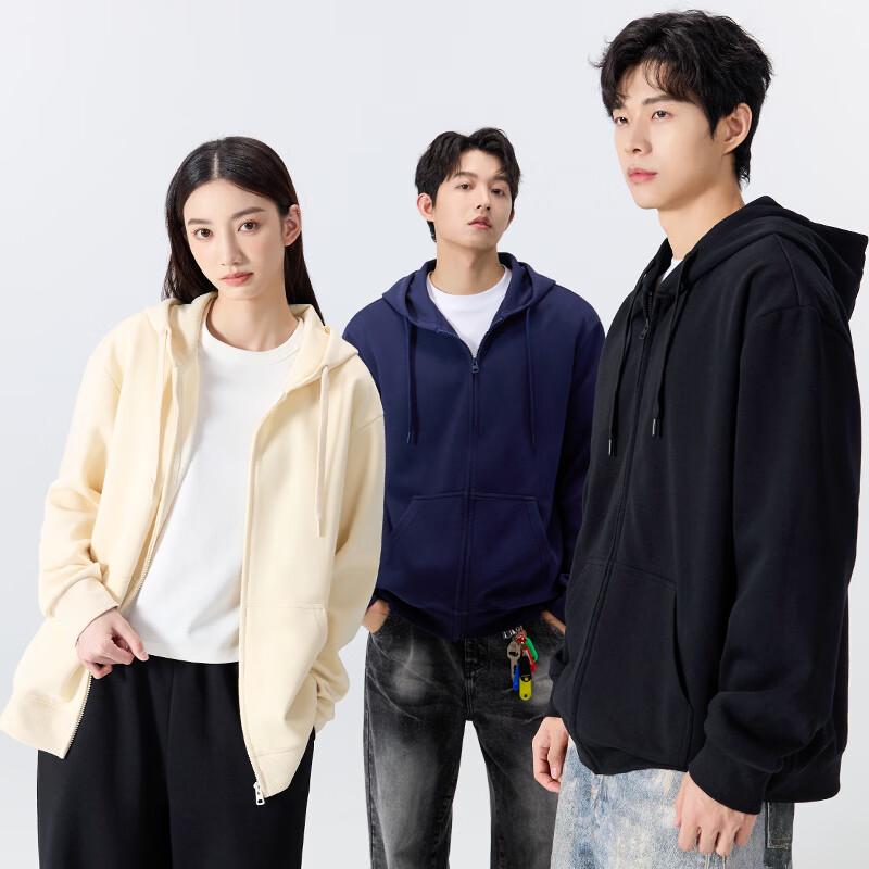 MINISO Men's Heavyweight Oversized Hooded Zip-Up Cardigan
