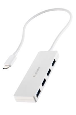ELECOM USB-хаб 5 Гбит/с Подключение 4 порта Питание от шины Кабель 30 см Белый USB3.2 (Ген1) USB-C U3HC-H041WH