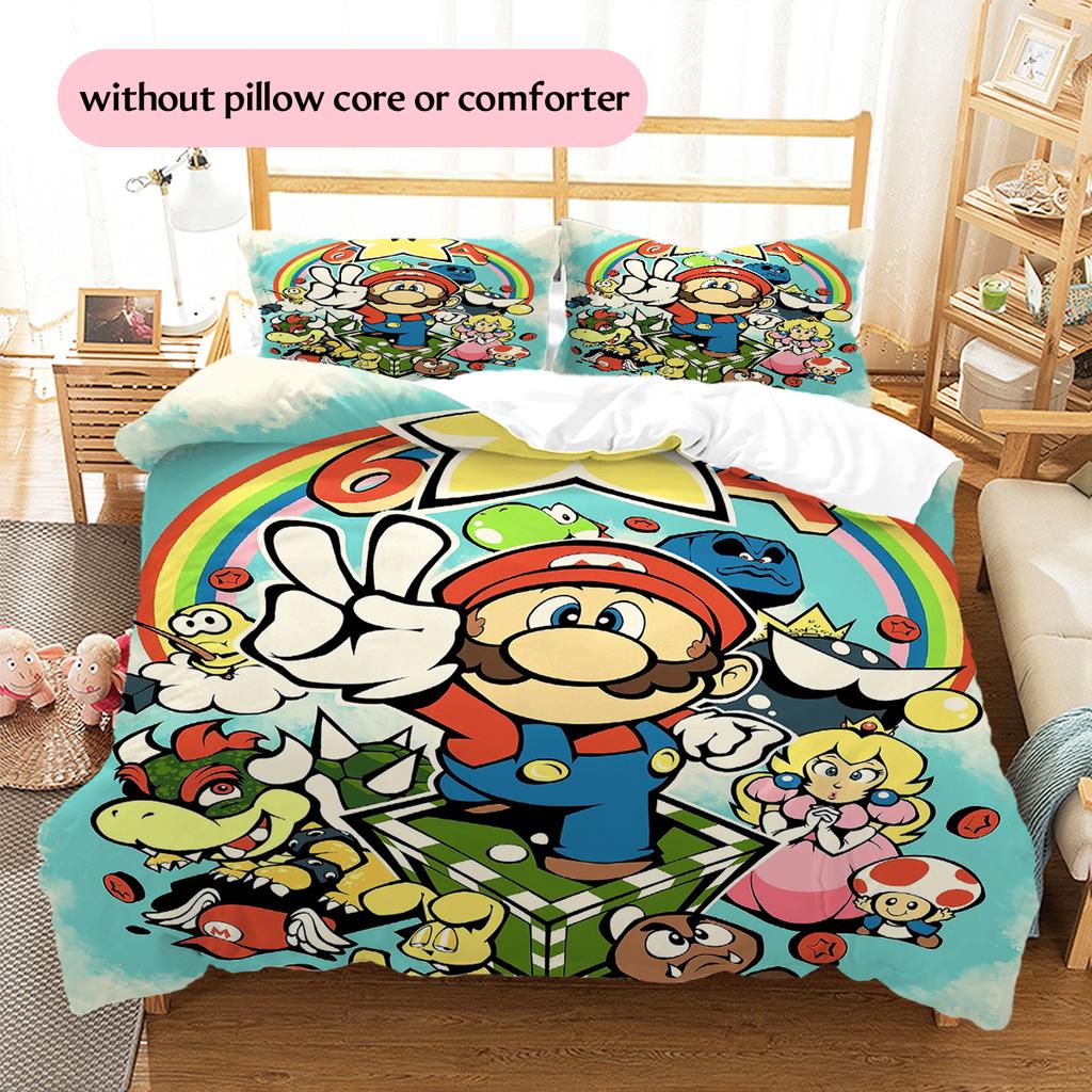 Mario Retro Comic Duvet Cover & Pillowcases, Mario Fan Bedroom Bedding, Perfect Gift.chl