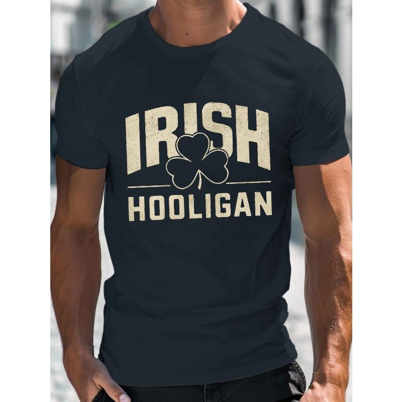 Мужская футболка Shamrock IRISH HOOLIGAN с графическим принтом | Летние футболки с коротким рукавом | Модные повседневные топы для высоких и крупных мужчин