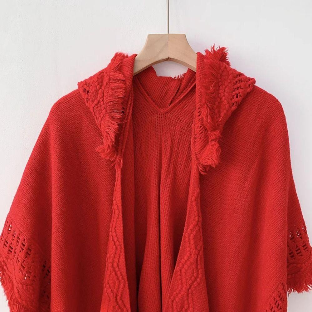 Crochet Top Knitted Hoodie Shawl Wrap Evening Capes Elegant Women Cloak Travel