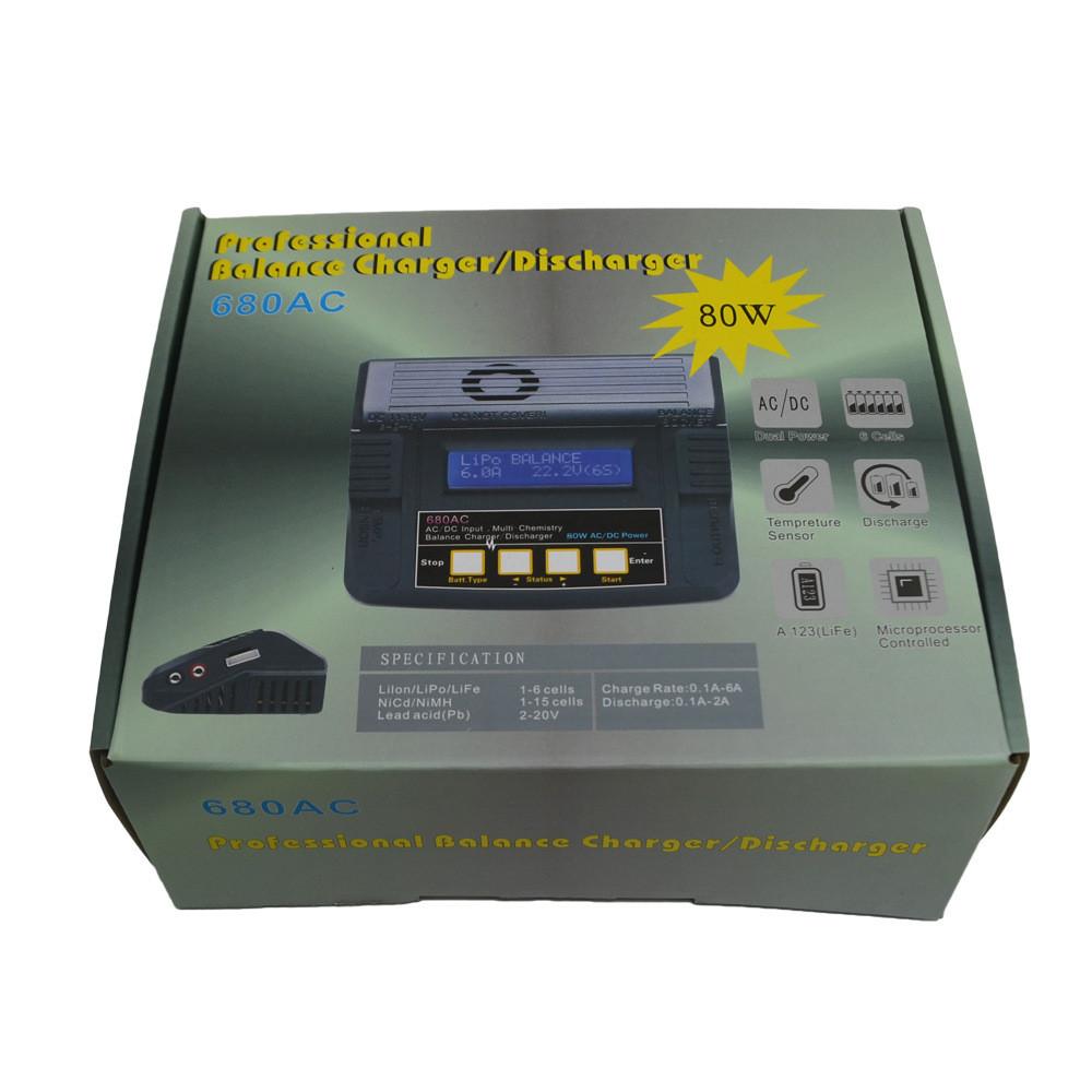 680AC 80W 6A Battery Charger for 1-6s LiPo/LiFe/Lilon AC/DC Dual Power RC Balance Charger Discharger Muti Battery Charger