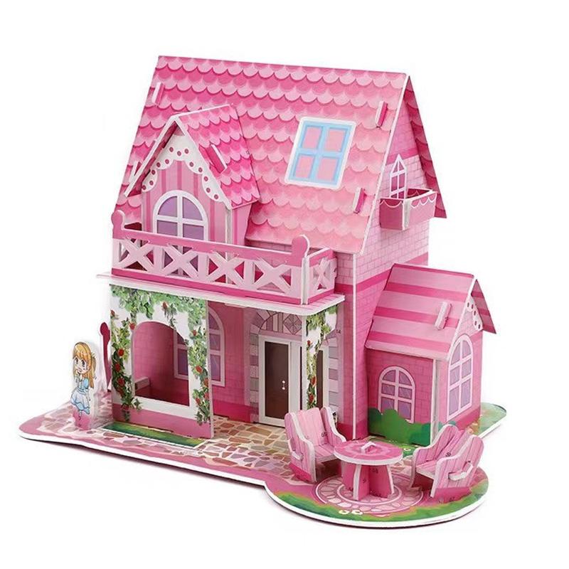 Cartoon Three-Dimensional Puzzle Children's Handmade DIY Toys Paper Card Villa Building Model Desktop Decoration