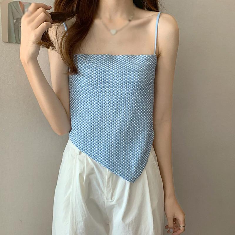 Женские винтажные нерегулярные камзолы, облегающие дышащие мягкие укороченные топы без рукавов, летние топы на бретелях