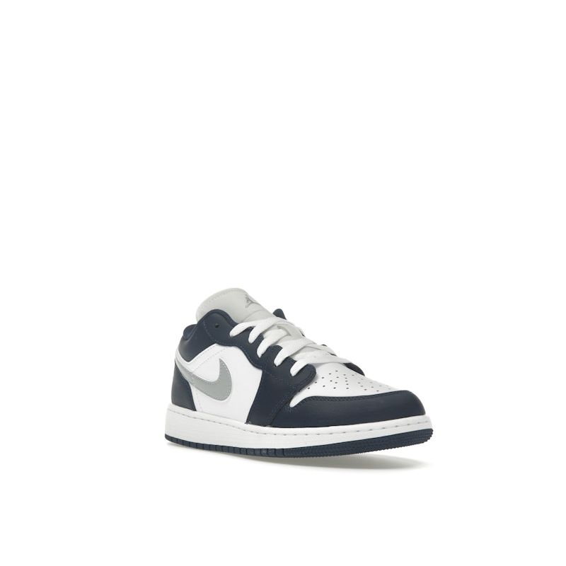 Air Jordan 1 Low GS Midnight Navy Wolf Grey Kids Sneakers White 553560-141