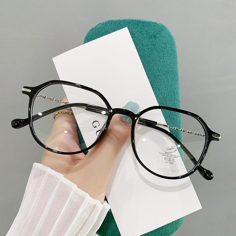 Glasses Frame Myopia Women Can Match Degree Students Literary And Plain Makeup Daily Anti-Blue Flat Light Glasses Tr8374