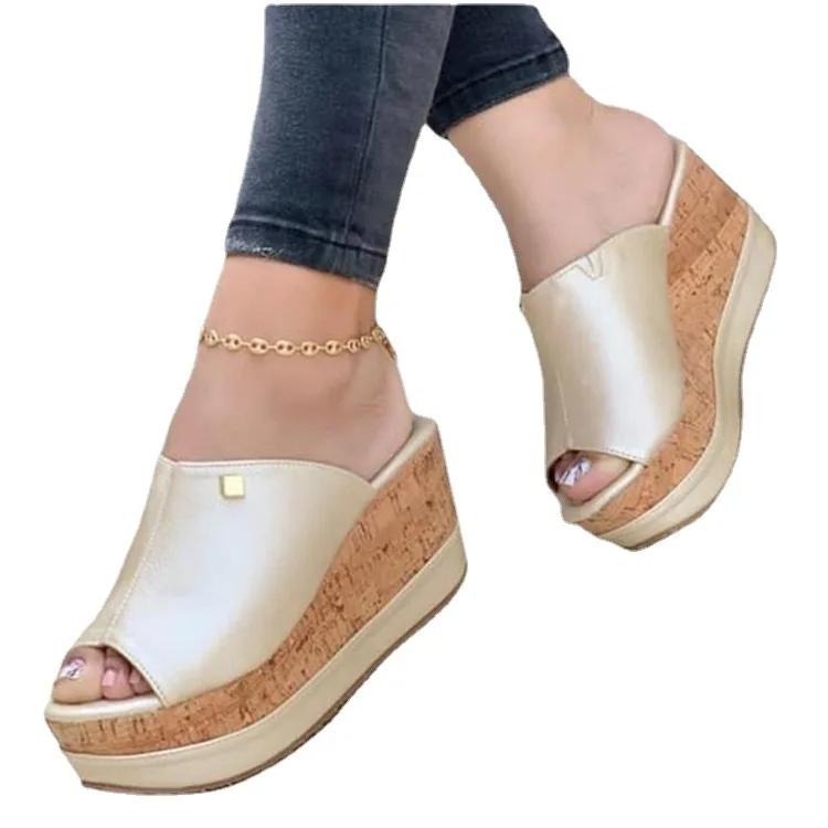 Wedge Slippers Women Shoes 2024 Summer Peep Toe Sandals Fashion Platform Slippers Outdoor Casual Flip Flops Sandalias De Mujer