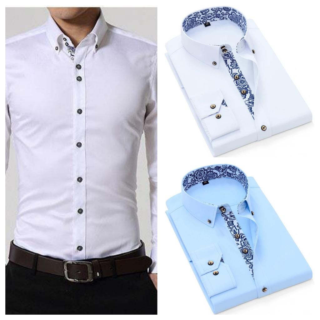 Men's Plus Size Long Sleeve Shirt Business Casual Slim Shirt