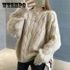 Plus Size Fat Girls Exclusive Slim Sweater Autumn and Winter Round Neck All-match Loose Twist Sweater
