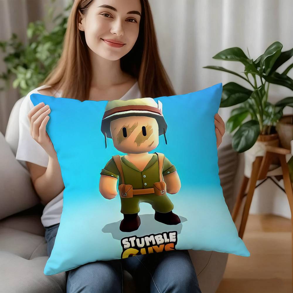 Подушка Игровая Спящая S-Stumble Guys Декоративная Наволочка Короткий Плюш Диван Декоративный Подарок Дом Двусторонняя Печать Подушка