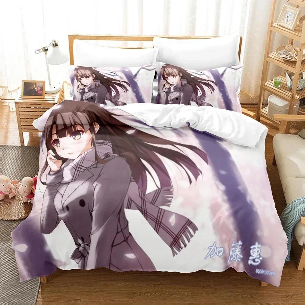 Saekano Как воспитать скучную девушку Комплект постельного белья Двуспальный Полуторный Кинг Пододеяльник Одеяло Наволочка Мальчики Девочки Взрослые Спальня