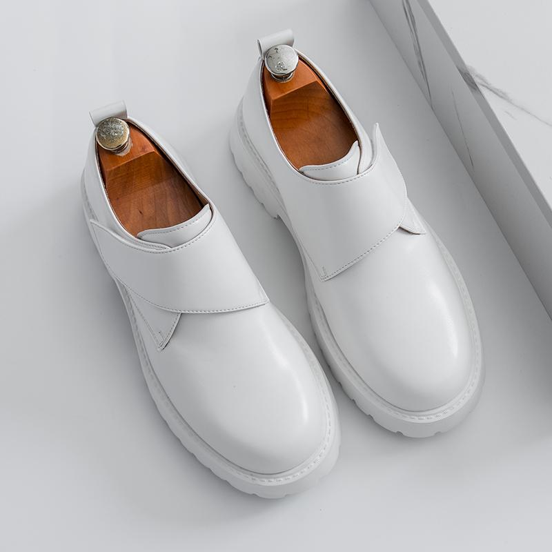 Корейская классическая белая мужская удобная обувь Оксфорды на толстой подошве с нескользящей подошвой Бренд Мужская дышащая деловая повседневная кожаная обувь