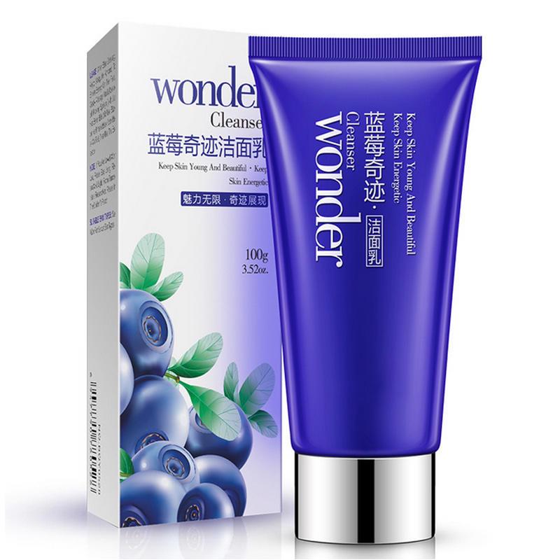 Bioaqua Blueberry Facial Cleanser Plant Extract Rich Foaming Face Cleanser Moisturizing Face Skin Care