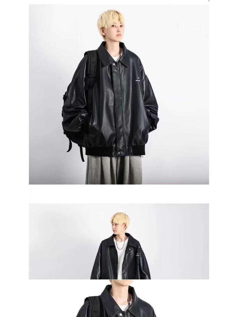 Модная мужская кожаная мотоциклетная куртка в гонконгском стиле для осени и зимы