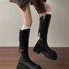 2025 Autumn and Winter New Small Knight Boots Rear Zipper Thick-soled High Tube Elastic But Knee Boots Children